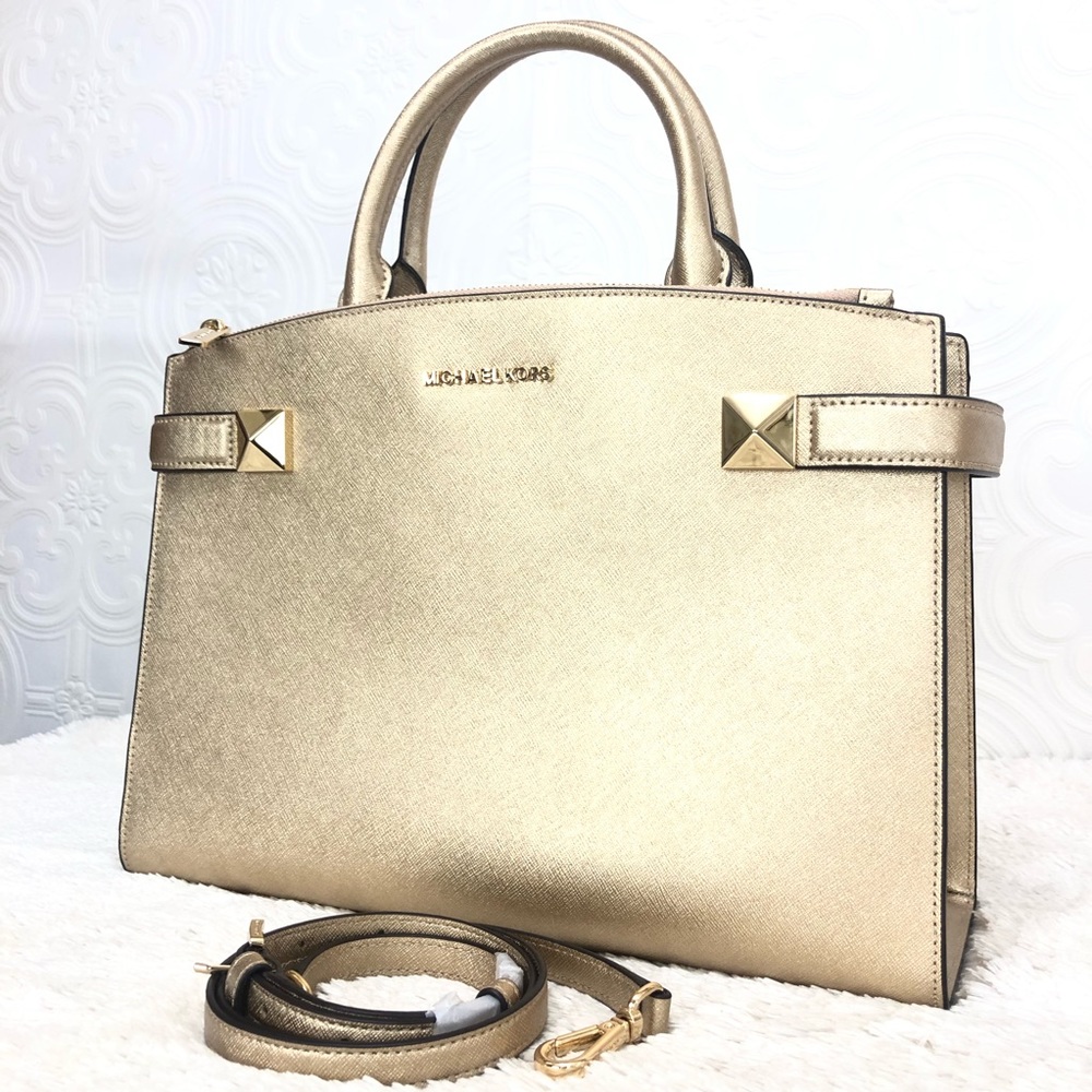🌸SOLD🌸Michael Kors Leather Gold Satchel Large New with Tags💖